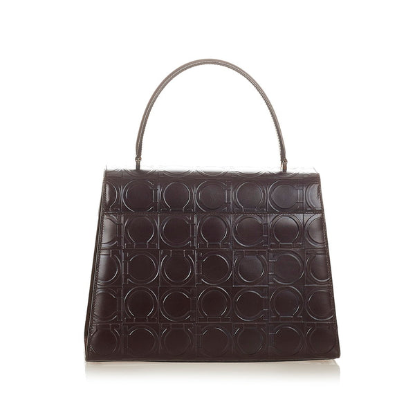 サルヴァトーレフェラガモ ガンチーニ DY-21 0855 ブラウン レザー ハンドバッグ レディース Salvatore Ferragamo 【中古】