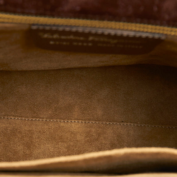 サルヴァトーレフェラガモ ガンチーニ DY-21 0855 ブラウン レザー ハンドバッグ レディース Salvatore Ferragamo 【中古】