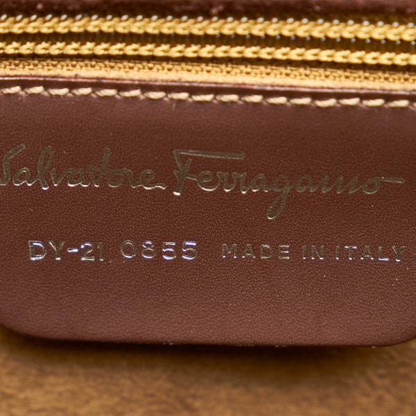 サルヴァトーレフェラガモ ガンチーニ DY-21 0855 ブラウン レザー ハンドバッグ レディース Salvatore Ferragamo 【中古】