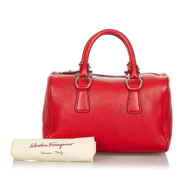 サルヴァトーレフェラガモ ガンチーニ EE-21 C333 レッド レザー ハンドバッグ レディース Salvatore Ferragamo 【中古】