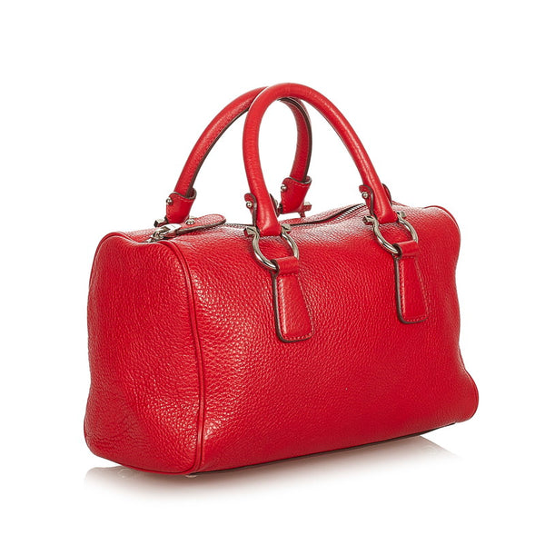 サルヴァトーレフェラガモ ガンチーニ EE-21 C333 レッド レザー ハンドバッグ レディース Salvatore Ferragamo 【中古】