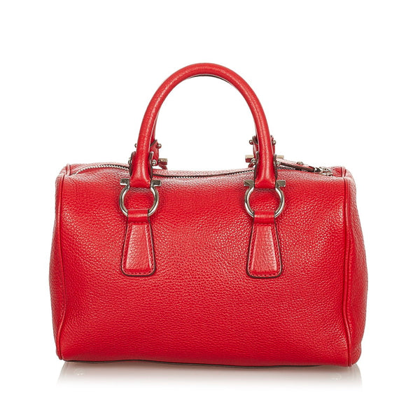 サルヴァトーレフェラガモ ガンチーニ EE-21 C333 レッド レザー ハンドバッグ レディース Salvatore Ferragamo 【中古】