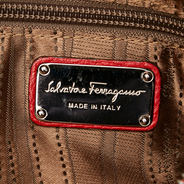サルヴァトーレフェラガモ ガンチーニ EE-21 C333 レッド レザー ハンドバッグ レディース Salvatore Ferragamo 【中古】