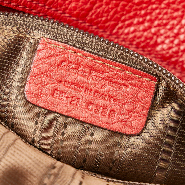 サルヴァトーレフェラガモ ガンチーニ EE-21 C333 レッド レザー ハンドバッグ レディース Salvatore Ferragamo 【中古】