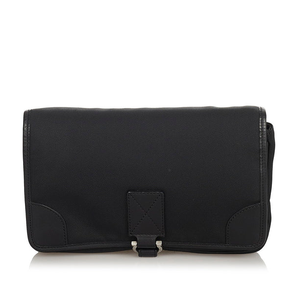 サルヴァトーレフェラガモ ガンチーニ EO-24 4041 ブラック ナイロン レザー セカンドバッグ メンズ Salvatore Ferragamo 【中古】