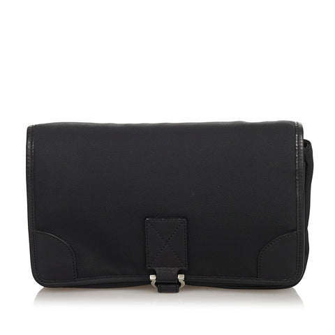 サルヴァトーレフェラガモ ガンチーニ EO-24 4041 ブラック ナイロン レザー セカンドバッグ メンズ Salvatore Ferragamo 【中古】