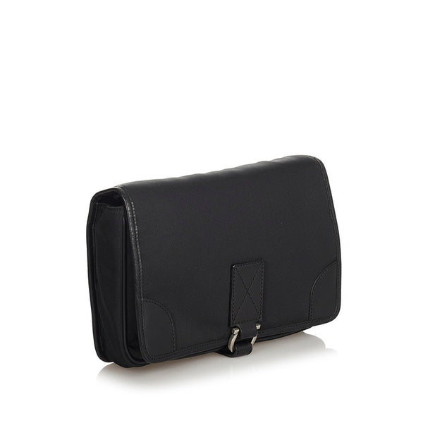 サルヴァトーレフェラガモ ガンチーニ EO-24 4041 ブラック ナイロン レザー セカンドバッグ メンズ Salvatore Ferragamo 【中古】