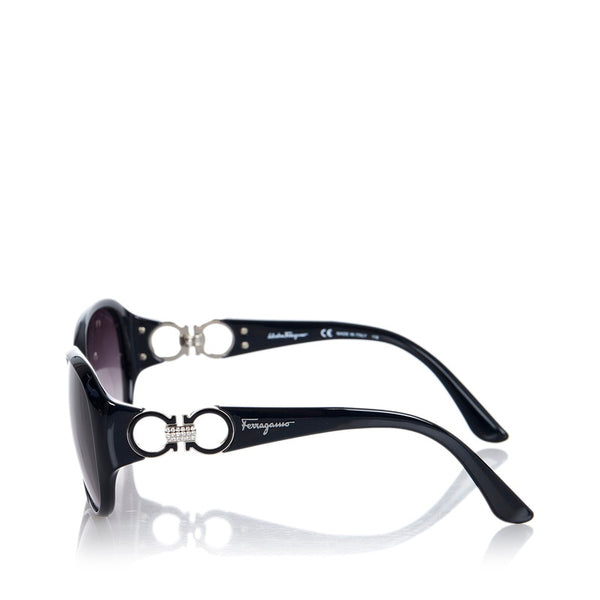 サルヴァトーレフェラガモ ガンチーニ  SF 896 SRA  ブラック プラスチック サングラス レディース Salvatore Ferragamo 【中古】