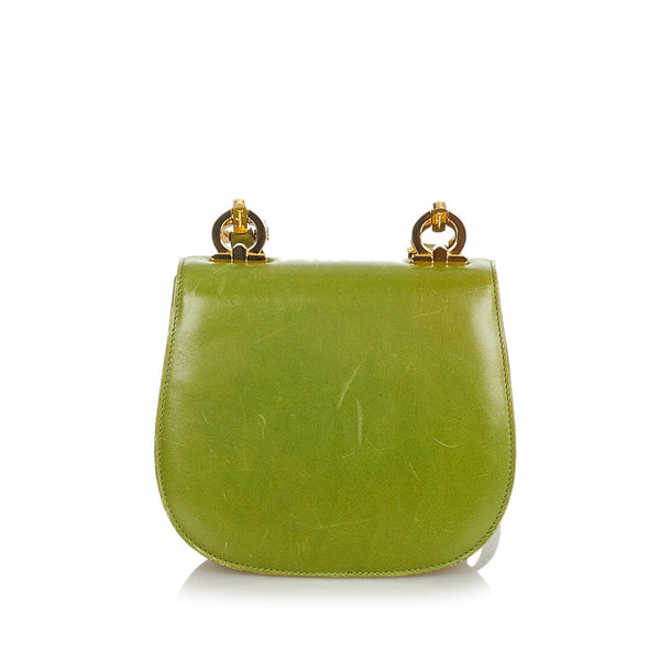 サルヴァトーレフェラガモ ガンチーニ AT3151 グリーン レザー 斜め掛け ショルダーバッグ レディース Salvatore Ferragamo 【中古】