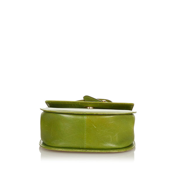 サルヴァトーレフェラガモ ガンチーニ AT3151 グリーン レザー 斜め掛け ショルダーバッグ レディース Salvatore Ferragamo 【中古】