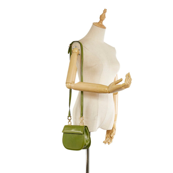 サルヴァトーレフェラガモ ガンチーニ AT3151 グリーン レザー 斜め掛け ショルダーバッグ レディース Salvatore Ferragamo 【中古】