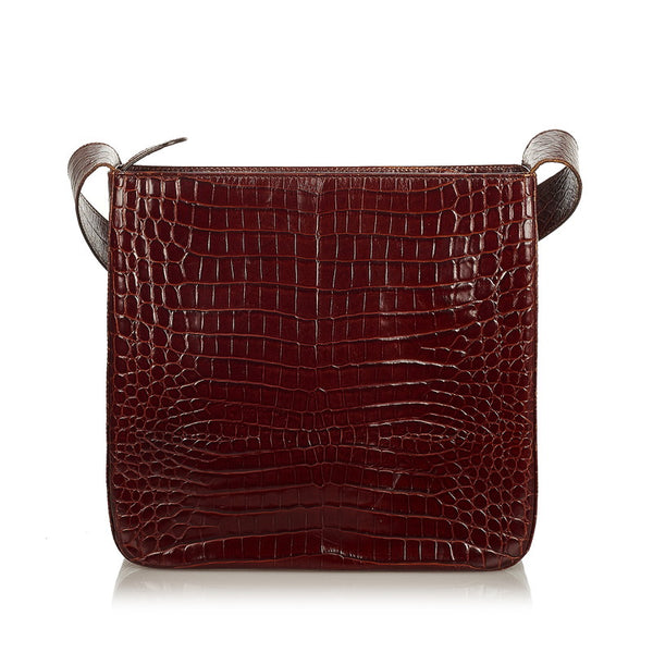 サルヴァトーレフェラガモ AQ21 6241 ブラウン 型押しレザー ショルダーバッグ レディース Salvatore Ferragamo 【中古】