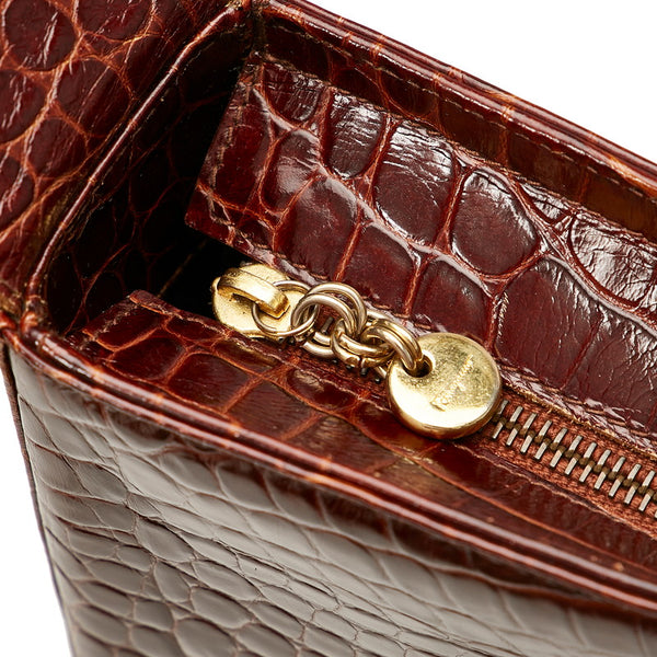 サルヴァトーレフェラガモ AQ21 6241 ブラウン 型押しレザー ショルダーバッグ レディース Salvatore Ferragamo 【中古】