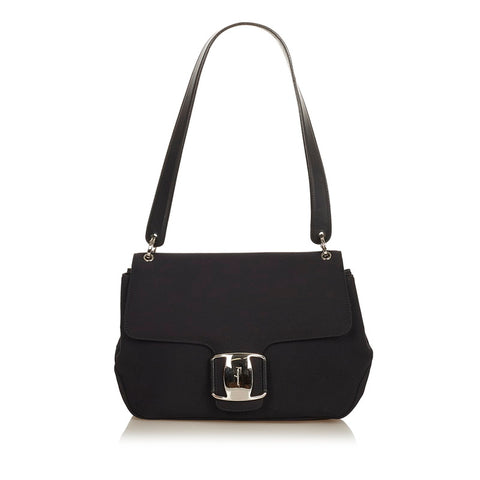 サルヴァトーレフェラガモ ヴァラ BZ-21 8188 ブラック ナイロン レザー 肩掛け ショルダーバッグ レディース Salvatore Ferragamo 【中古】