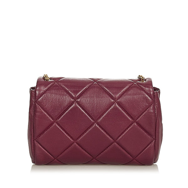 サルヴァトーレフェラガモ ヴァラリボン AU-22 C150 パープル レザー チェーン 肩掛け ショルダーバッグ レディース Salvatore Ferragamo 【中古】