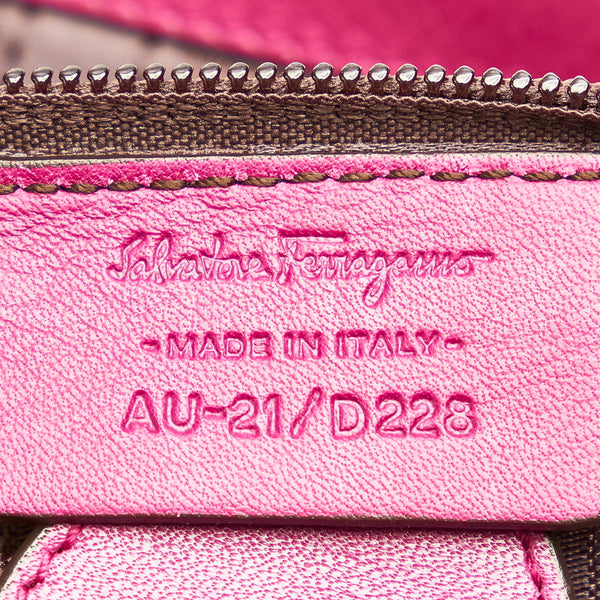 サルヴァトーレフェラガモ ガンチーニ  ハンドバッグ ショルダーバッグ 2WAY AU-21/D228 パープル レザー レディース Salvatore Ferragamo 【中古】