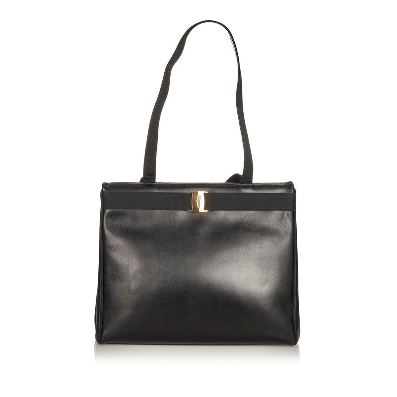 サルヴァトーレフェラガモ ヴァラ  AQ21 2530 ブラック レザー トートバッグ レディース Salvatore Ferragamo 【中古】