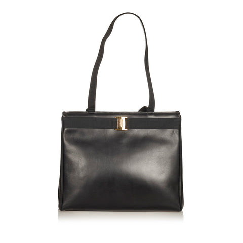 サルヴァトーレフェラガモ ヴァラ  AQ21 2530 ブラック レザー トートバッグ レディース Salvatore Ferragamo 【中古】