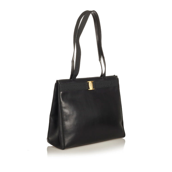 サルヴァトーレフェラガモ ヴァラ  AQ21 2530 ブラック レザー トートバッグ レディース Salvatore Ferragamo 【中古】