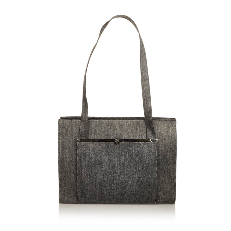 サルヴァトーレフェラガモ ガンチーニ EF 21 8820 ダークグレー キャンバス トートバッグ レディース Salvatore Ferragamo 【中古】