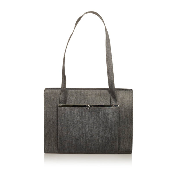 サルヴァトーレフェラガモ ガンチーニ EF 21 8820 ダークグレー キャンバス トートバッグ レディース Salvatore Ferragamo 【中古】