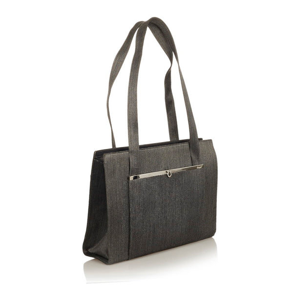 サルヴァトーレフェラガモ ガンチーニ EF 21 8820 ダークグレー キャンバス トートバッグ レディース Salvatore Ferragamo 【中古】