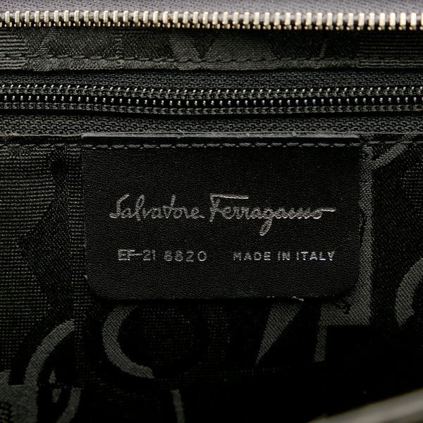 サルヴァトーレフェラガモ ガンチーニ EF 21 8820 ダークグレー キャンバス トートバッグ レディース Salvatore Ferragamo 【中古】