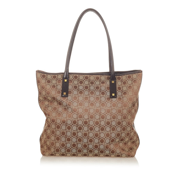 サルヴァトーレフェラガモ ガンチーニ BA 21 1802 ブラウン キャンバス ショルダーバッグ トートバッグ レディース Salvatore Ferragamo 【中古】