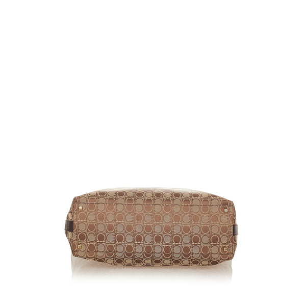 サルヴァトーレフェラガモ ガンチーニ BA 21 1802 ブラウン キャンバス ショルダーバッグ トートバッグ レディース Salvatore Ferragamo 【中古】