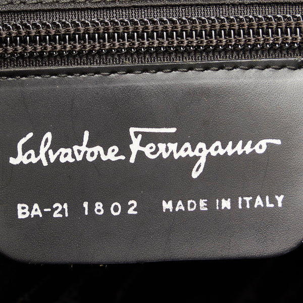 サルヴァトーレフェラガモ ガンチーニ BA 21 1802 ブラウン キャンバス ショルダーバッグ トートバッグ レディース Salvatore Ferragamo 【中古】