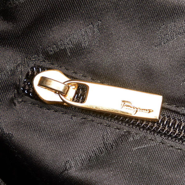 サルヴァトーレフェラガモ ガンチーニ BA 21 1802 ブラウン キャンバス ショルダーバッグ トートバッグ レディース Salvatore Ferragamo 【中古】