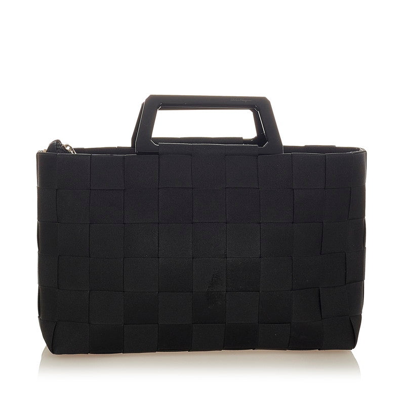 サルヴァトーレフェラガモ DV-21 0288 ブラック ナイロン ハンドバッグ レディース Salvatore Ferragamo 【中古】