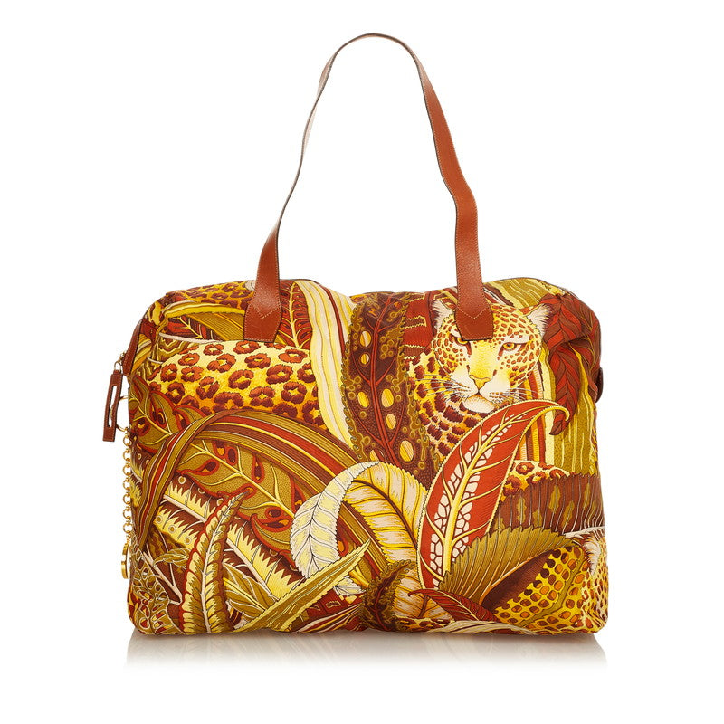 サルヴァトーレフェラガモ AU-21 5279 ブラウン ナイロン レザー トートバッグ レディース Salvatore Ferragamo 【中古】