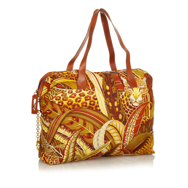 サルヴァトーレフェラガモ AU-21 5279 ブラウン ナイロン レザー トートバッグ レディース Salvatore Ferragamo 【中古】