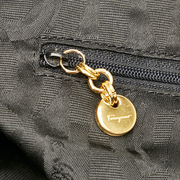 サルヴァトーレフェラガモ AU-21 5279 ブラウン ナイロン レザー トートバッグ レディース Salvatore Ferragamo 【中古】