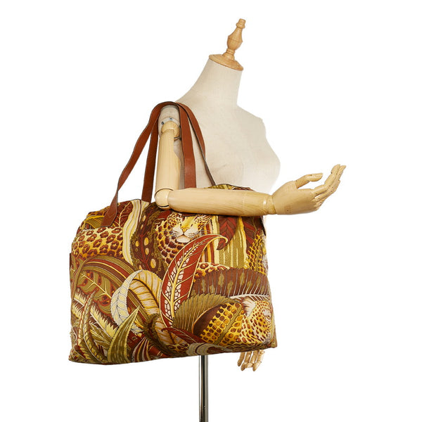 サルヴァトーレフェラガモ AU-21 5279 ブラウン ナイロン レザー トートバッグ レディース Salvatore Ferragamo 【中古】