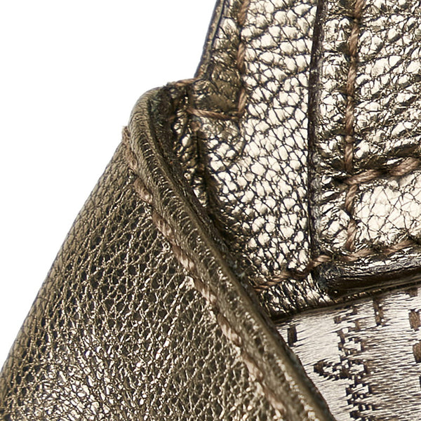 サルヴァトーレフェラガモ ガンチーニ EE21-A069 メタリックブラック グレー レザー トートバッグ レディース Salvatore Ferragamo 【中古】