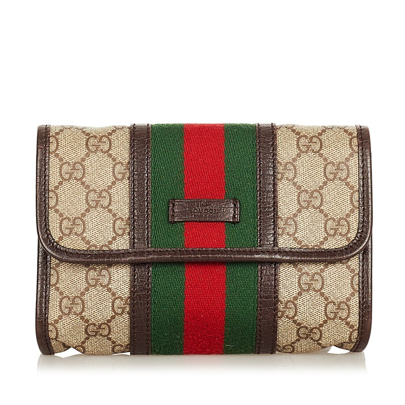 グッチ GGスプリーム シェリーライン 152597 ブラウン グリーン レッド PVC レザー ウエストバッグ レディース GUCCI 【中古】