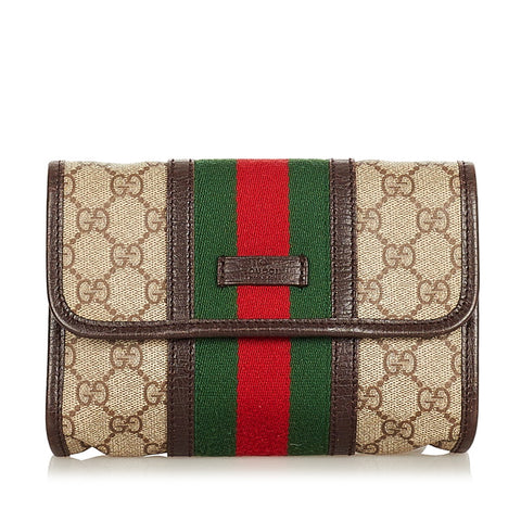 グッチ GGスプリーム シェリーライン 152597 ブラウン グリーン レッド PVC レザー ウエストバッグ レディース GUCCI 【中古】