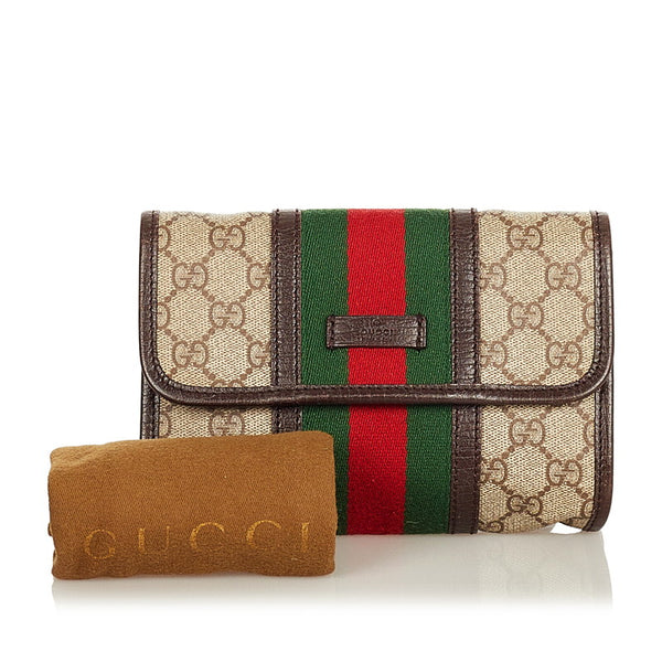 グッチ GGスプリーム シェリーライン 152597 ブラウン グリーン レッド PVC レザー ウエストバッグ レディース GUCCI 【中古】