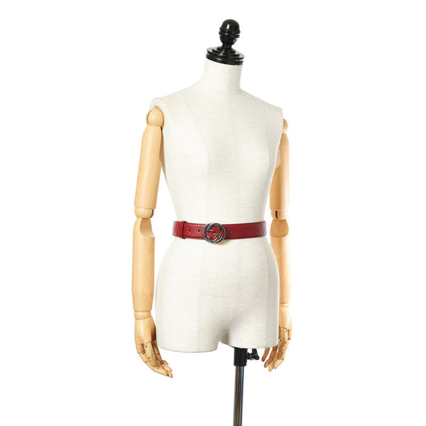 グッチ グッチシマ 368186 レッド レザー ベルト レディース GUCCI 【中古】