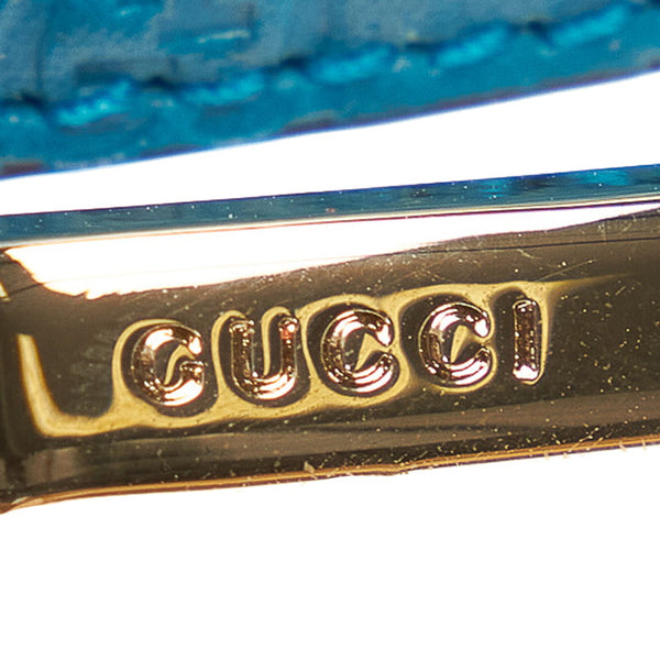 グッチ グッチシマ 480199 水色 レザー ベルト レディース GUCCI 【中古】