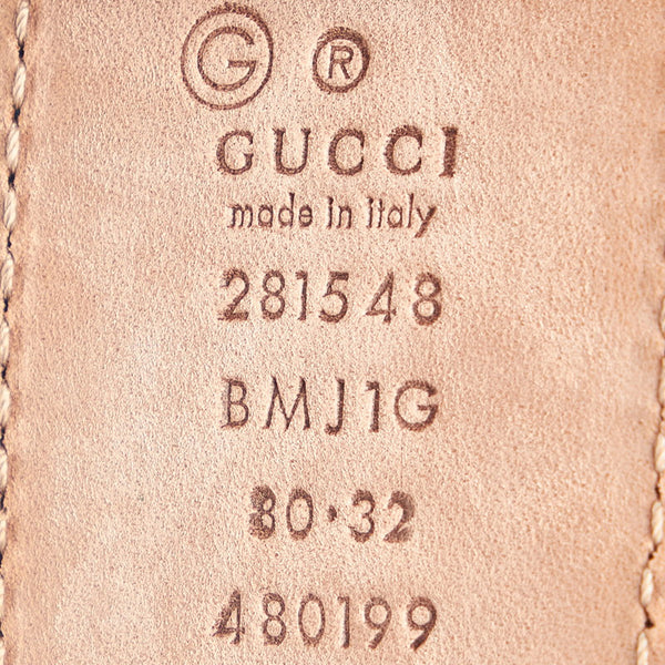 グッチ グッチシマ 480199 水色 レザー ベルト レディース GUCCI 【中古】