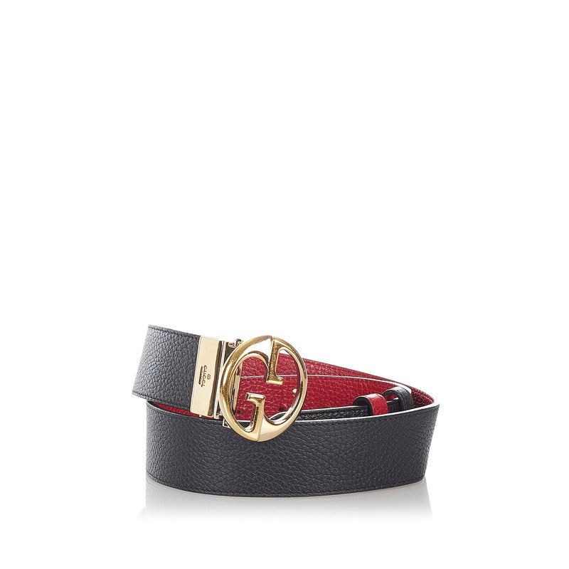 グッチ リバーシブル 450000 ブラック レッド レザー ベルト レディース GUCCI 【中古】