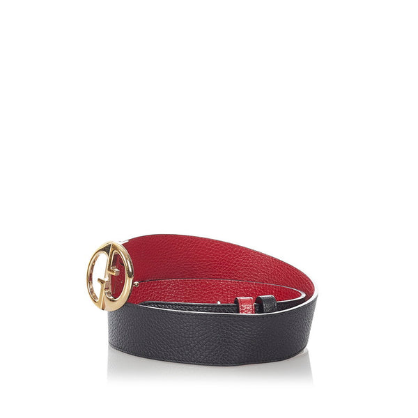 グッチ リバーシブル 450000 ブラック レッド レザー ベルト レディース GUCCI 【中古】