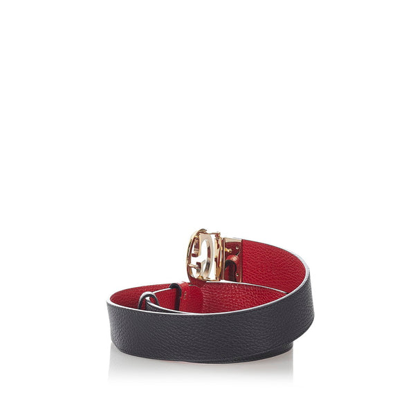 グッチ リバーシブル 450000 ブラック レッド レザー ベルト レディース GUCCI 【中古】