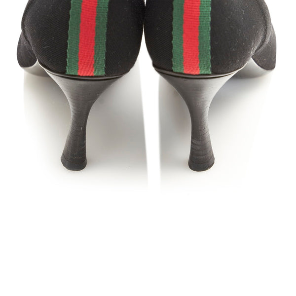 グッチ シェリーライン 116089 ブラック キャンバス レザー ロングブーツ レディース GUCCI 【中古】