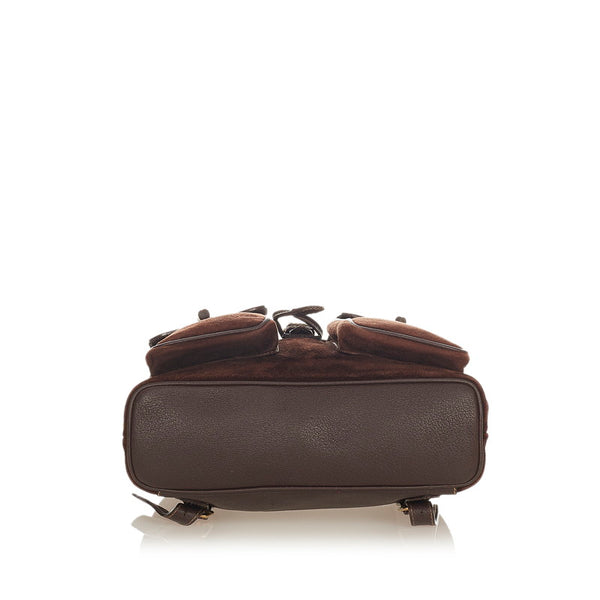 グッチ バンブー リュック バックパック 003 2058 ブラウン スウェード レザー レディース GUCCI 【中古】