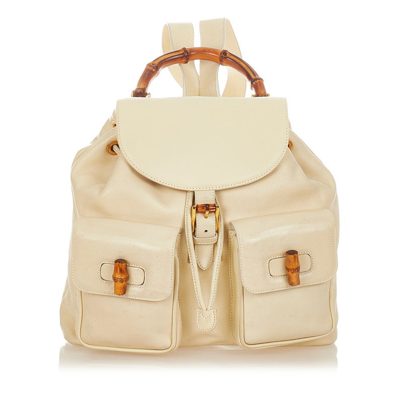 グッチ バンブー 003 2058 アイボリー レザー リュック バックパック レディース GUCCI 【中古】
