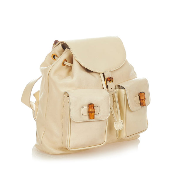 グッチ バンブー 003 2058 アイボリー レザー リュック バックパック レディース GUCCI 【中古】
